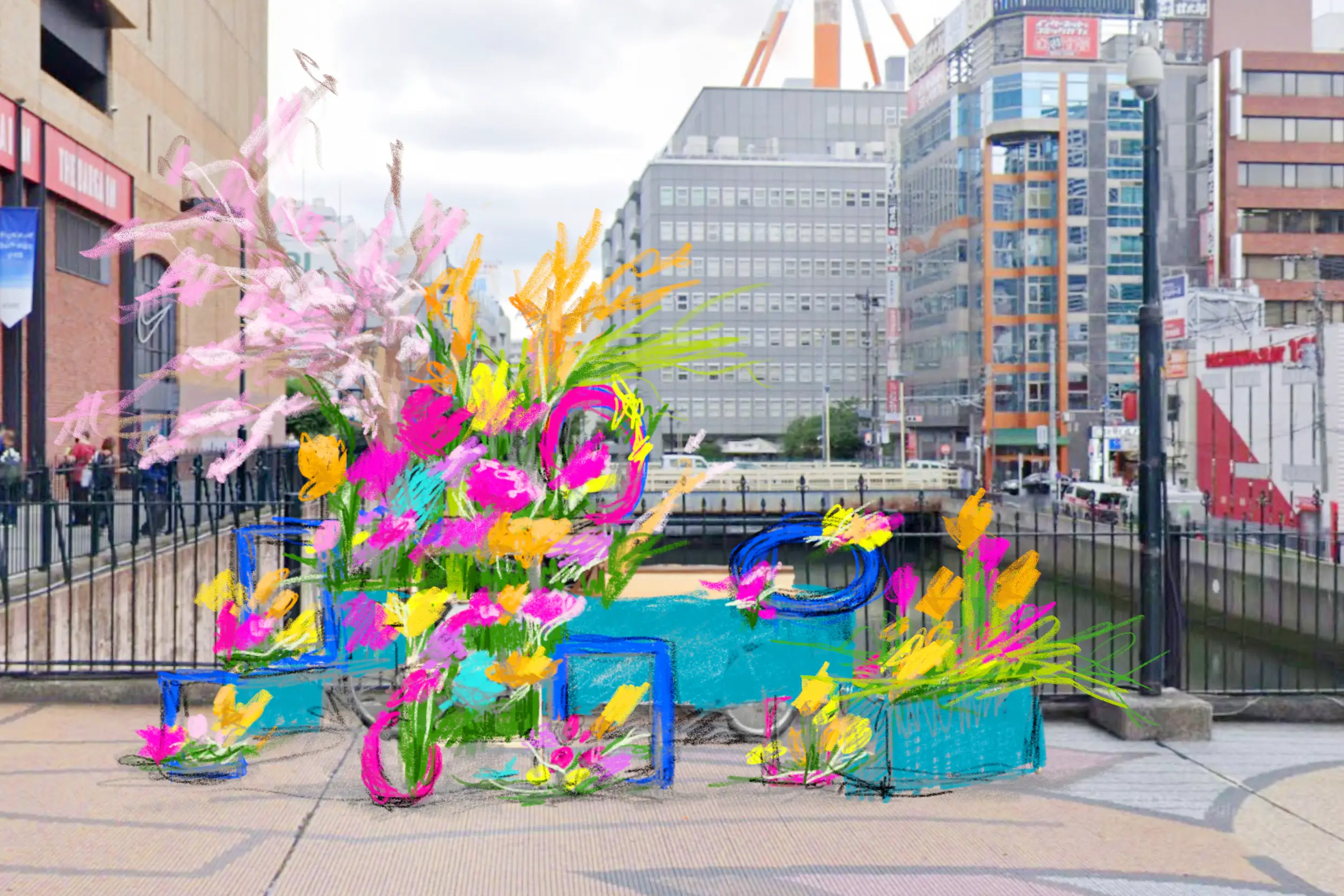 横浜駅西口エリア（幸川橋） フラワースポットイメージ