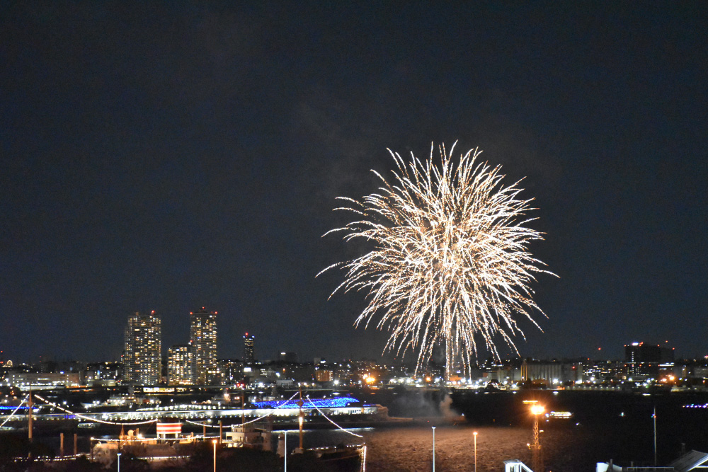 横浜ナイトフラワーズ 港の見える丘公園から観る花火